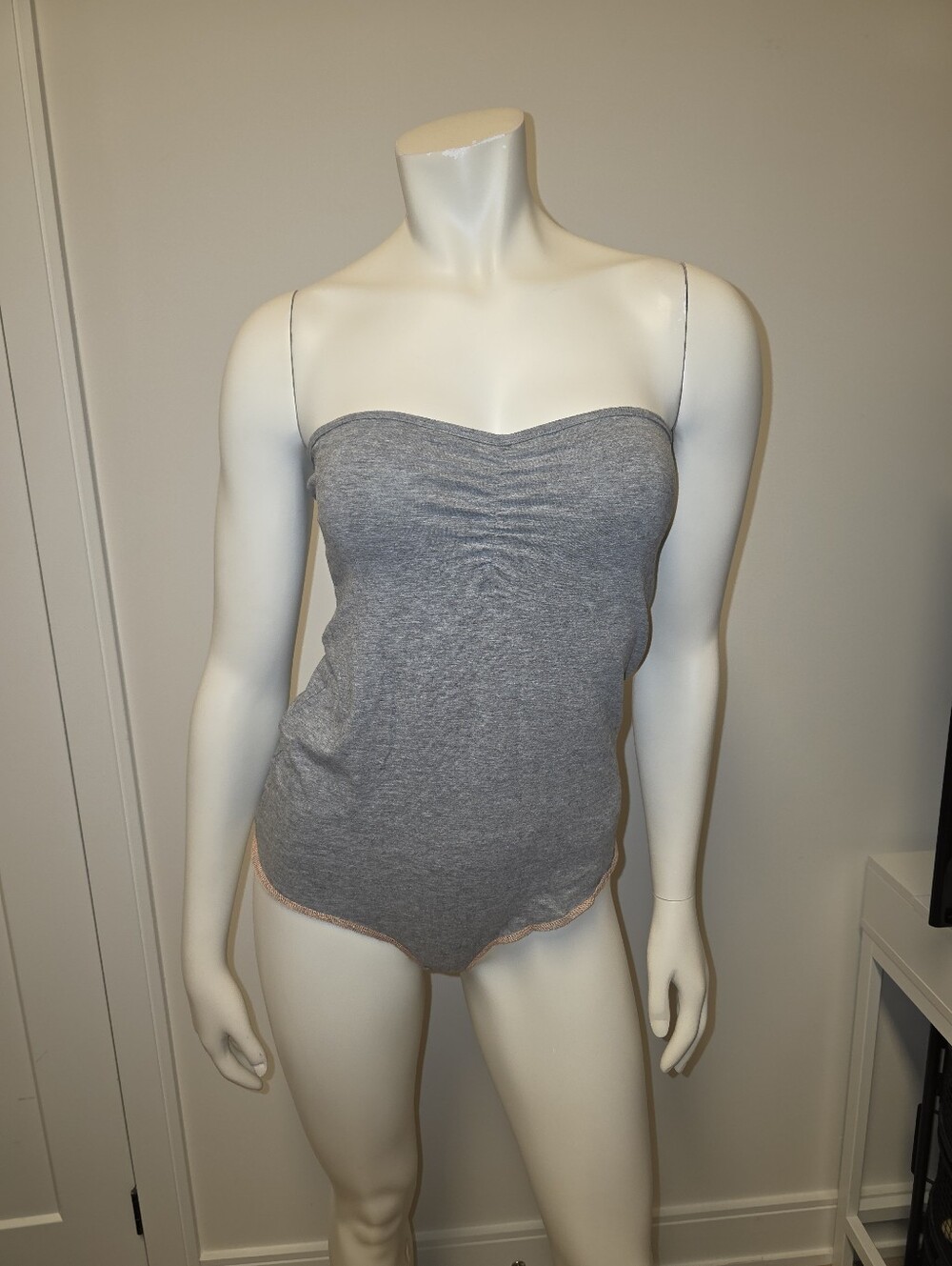 Silvian Heach Strapless Gray Melange Bodysuit S